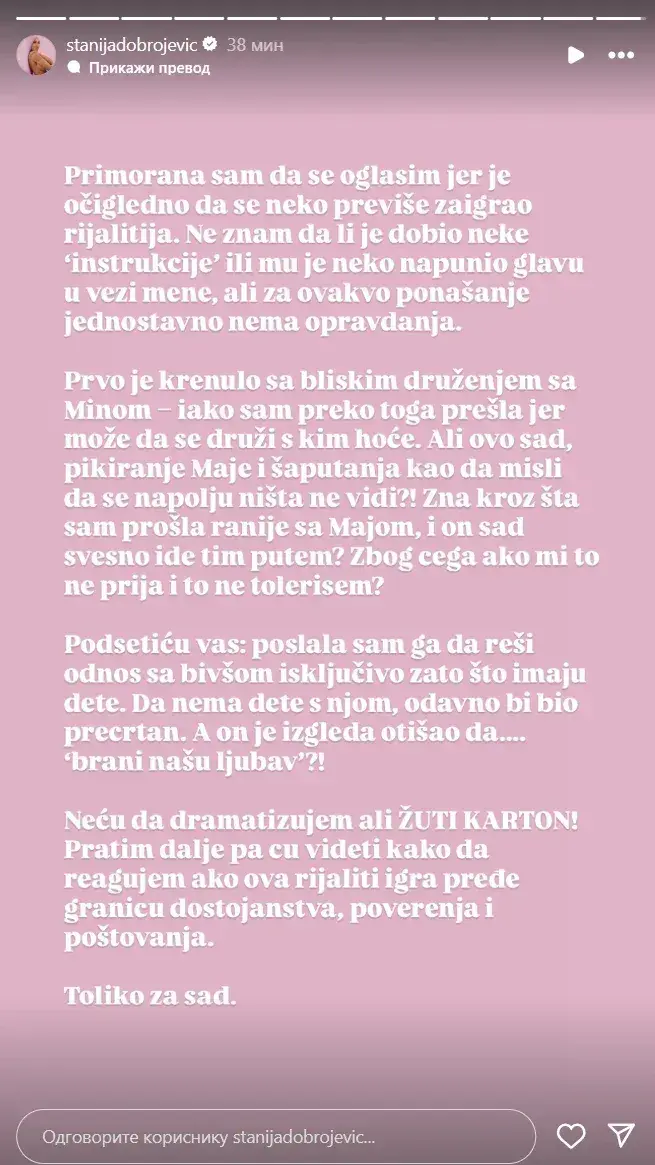 Stanija eksplodirala zbog Asmina i Maje: “Dosta je bilo, neću da trpim poniženje!” – Durdžić dobio javni žuti karton!