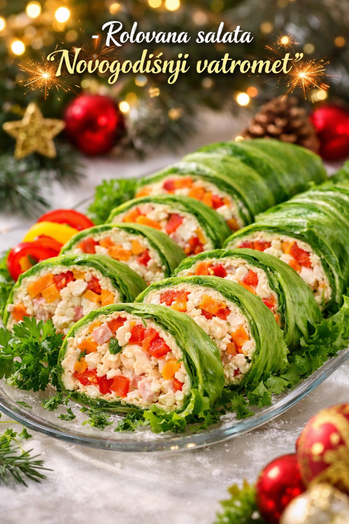 Rolovana salata „Novogodišnji vatromet“ donosi šareni spektakl na prazničnu trpezu.