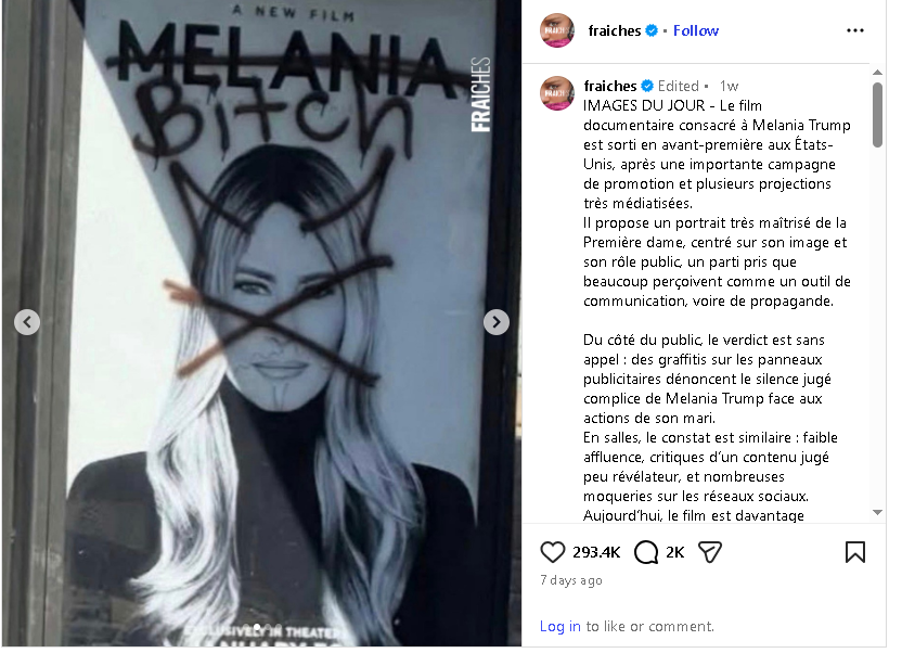 Oskrnavljeni Melanijini posteri i uvrede na svakom koraku: Film u senci skandala, Tramp poziva – „Nabavite karte odmah!“