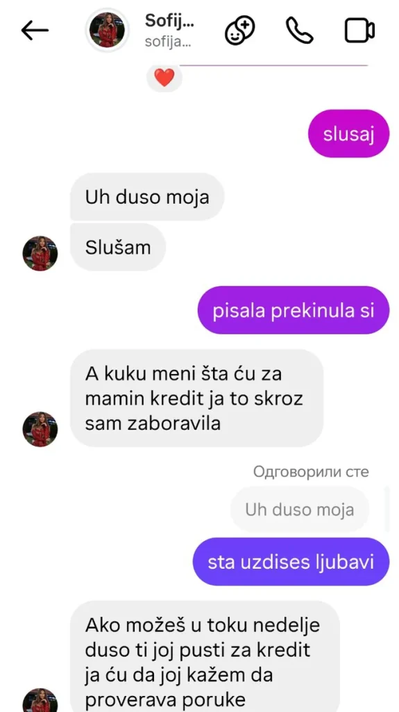 ŠOK PREPISKE SOFIJE JANIĆIJEVIĆ I DANETA: „Šta ću za mamin kredit?“ Isplivali detalji koji tresu javnost!