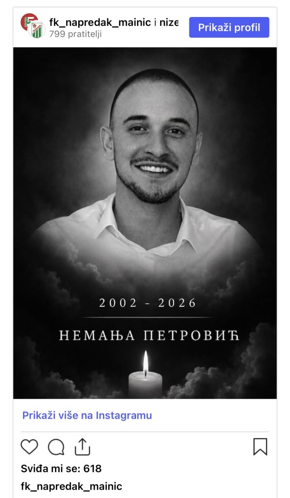Tragedija koja je zavila fudbalski svijet u crno: Mladi fudbaler Nemanja Petrović (24) poginuo u saobraćajnoj nesreći