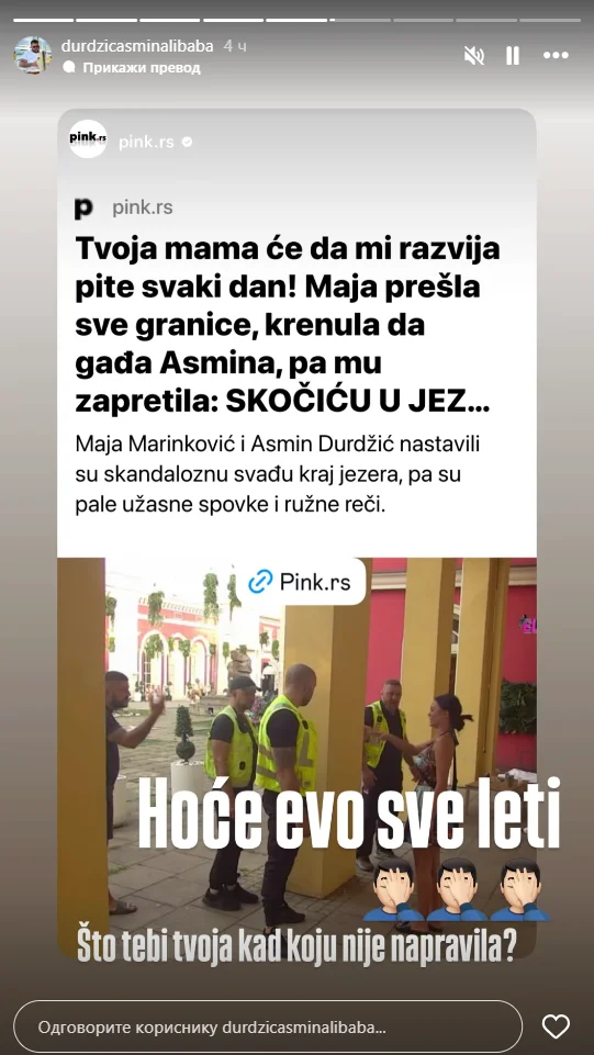 Drama se preselila na društvene mreže! Nakon sukoba Maje i Asmina uslijedile žestoke objave i reakcija njegove majke