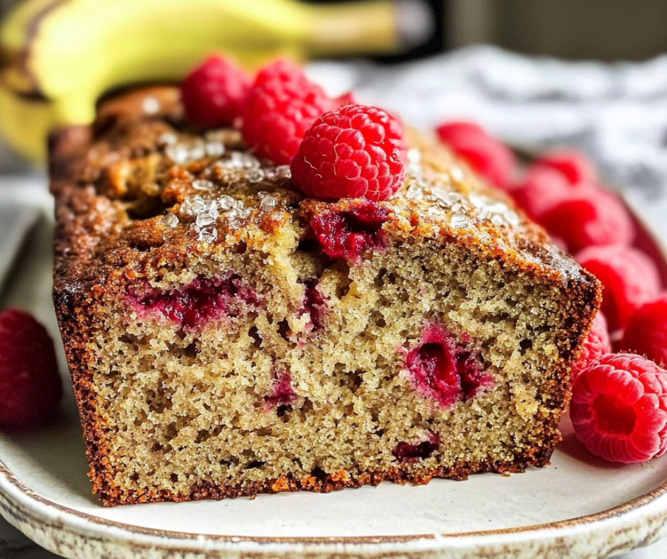 Bananenbrot mit Himbeeren