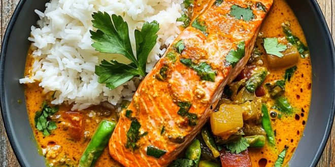 Thai Kokos Curry mit Lachs