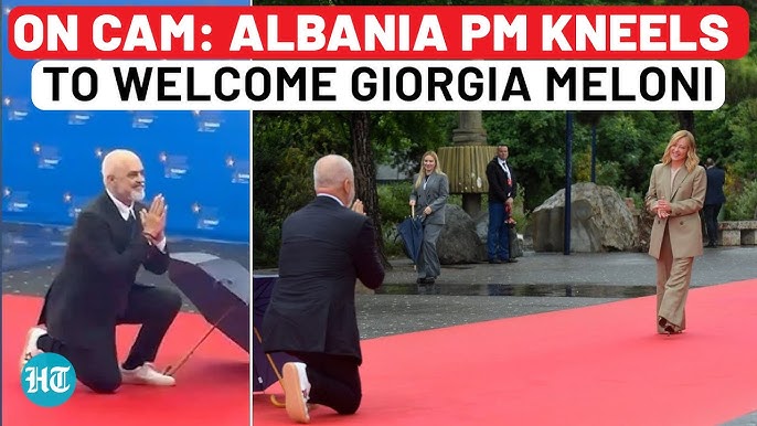 RAMIN SPEKTAKL U ITALIJI: Premijer Albanije ponovo kleknuo pred Giorgiju Meloni!