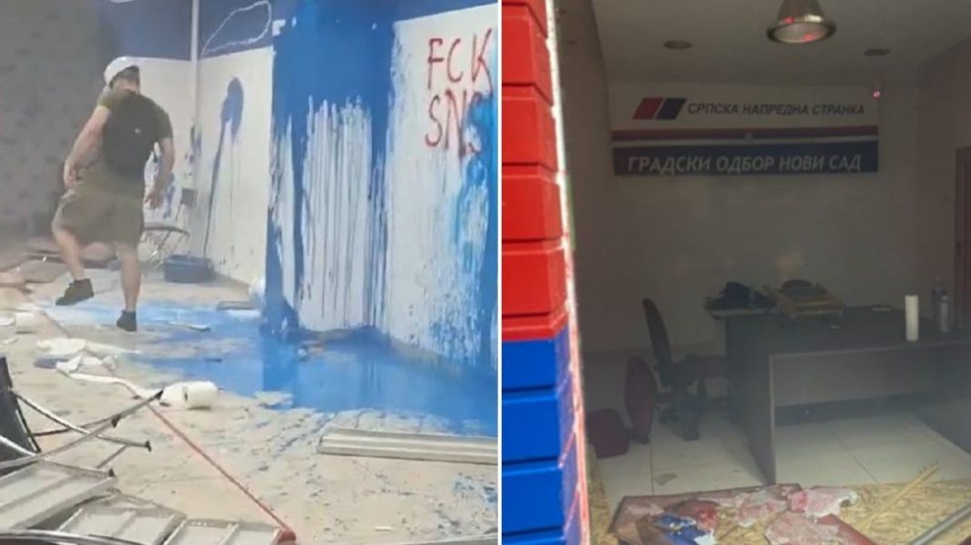 Protest izmakao kontroli: Grupa muškaraca razbila prostorije SNS-a