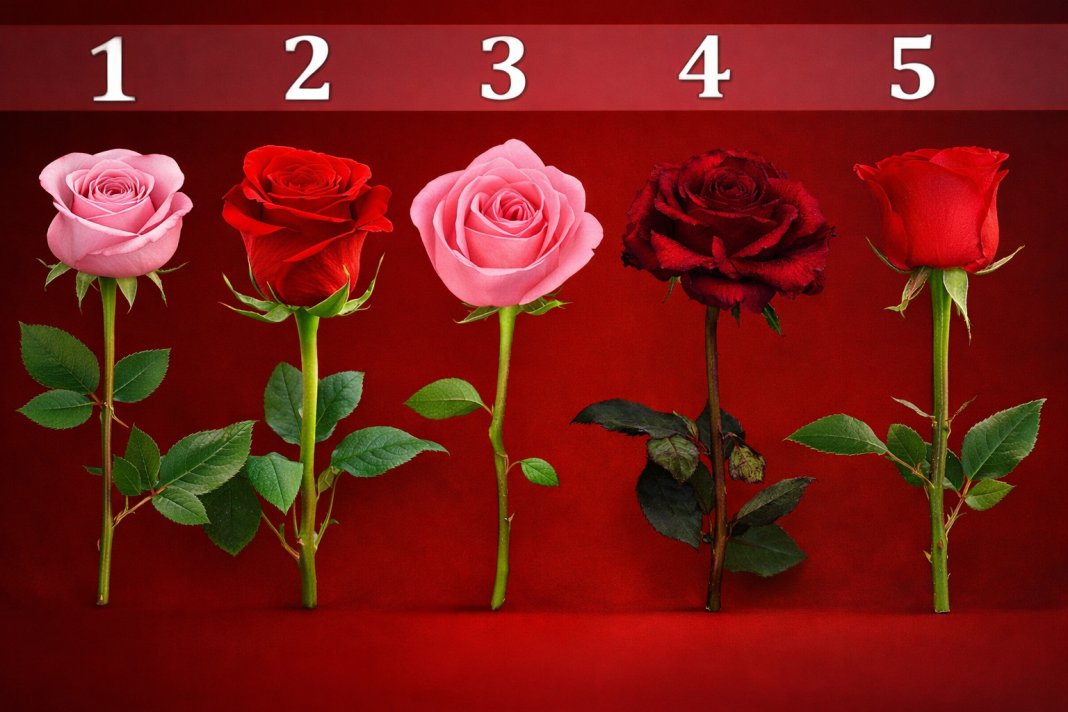 Pet različitih ruža poredanih u nizu – vizuelni test ličnosti sa izborom ruže