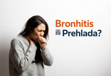 Kašalj koji traje nije bezazlen: Razlika između bronhitisa i prehlade Žena kašlje i drži ruku na grlu zbog problema s disanjem