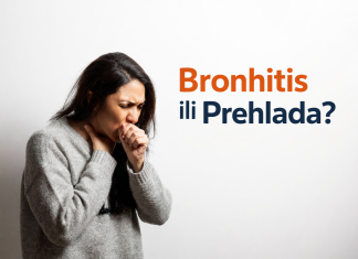 Kašalj koji traje nije bezazlen: Razlika između bronhitisa i prehlade Žena kašlje i drži ruku na grlu zbog problema s disanjem