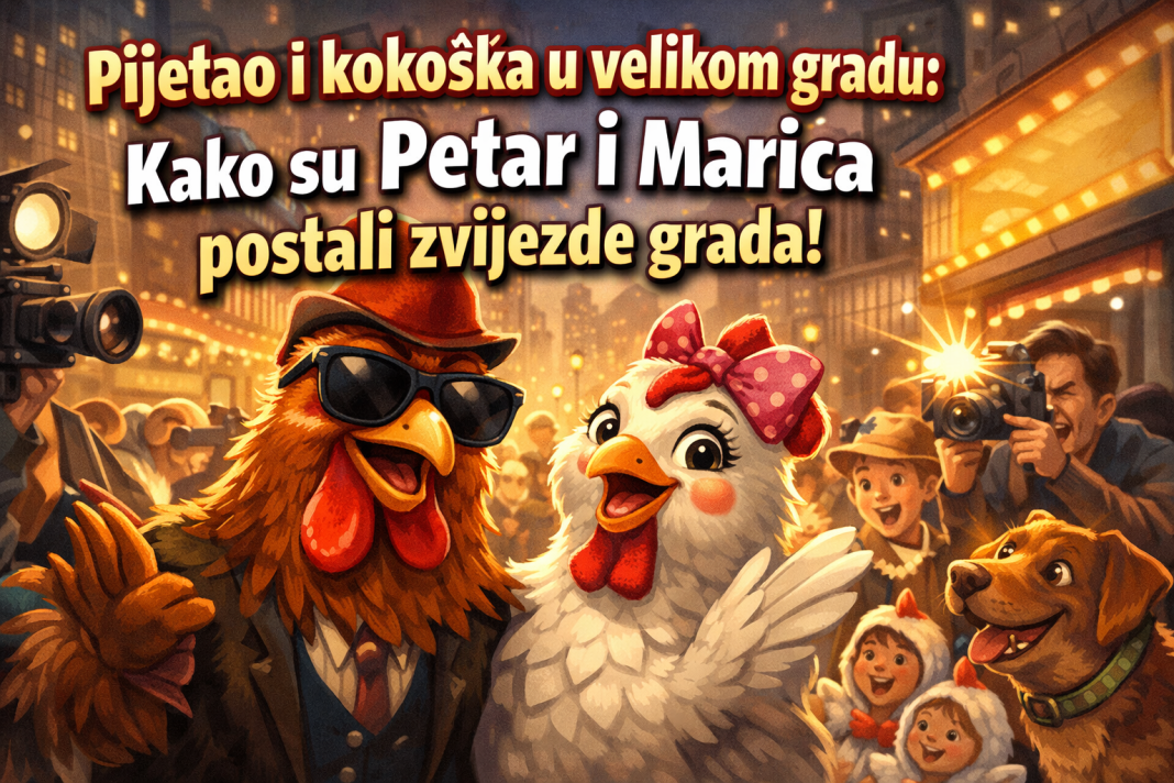 „Pijetao i kokoška u velikom gradu: Smiješne zgode i neočekivane avanture“