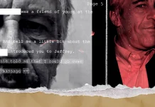 Novi detalji slučaja Epstein: Šta je skrivao u skladištu na Floridi prije policijske racije? Ilustracija Jeffreyja Epsteina sa dokumentima i spisima u pozadini