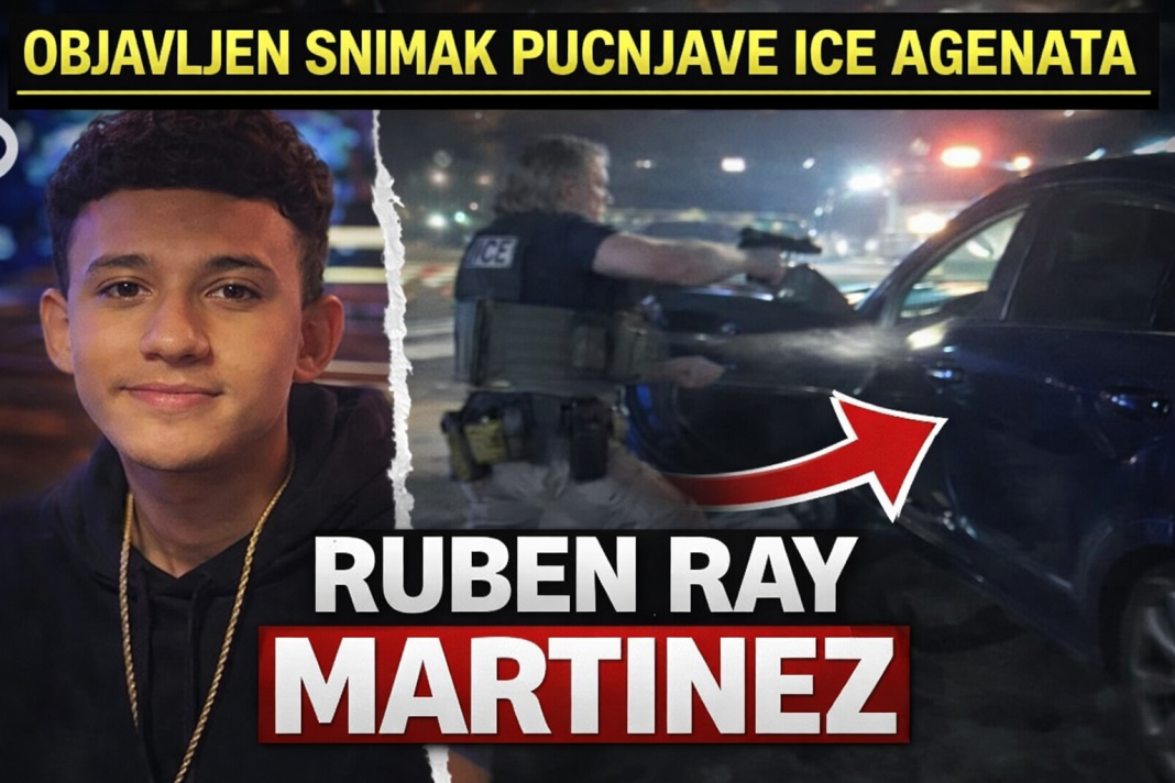 Portret Rubena Raya Martineza i policijski agent ICE-a pored automobila tokom incidenta u Teksasu