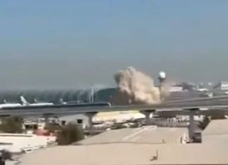 Eksplozija blizu aerodroma u Dubaiju: Navodno pao iranski dron, letovi obustavljeni Eksplozija na aerodromu u Dubaiju, dron pao veoma blizu aviona i terminala, dim i vatra se šire iz pogođenih objekata