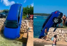 Drama na plaži u Barbatu: Automobil završio u moru pred očima turista