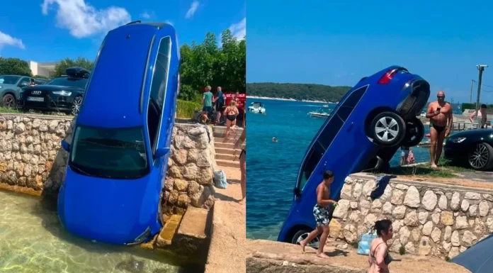 Drama na plaži u Barbatu: Automobil završio u moru pred očima turista