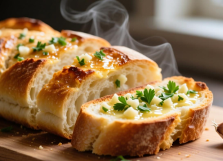 Garlic hljeb – hrskav izvana, mekan iznutra, s mirisom bijelog luka i otopljenog putera Garlic hljeb – hrskav izvana, mekan iznutra, s mirisom bijelog luka i otopljenog putera