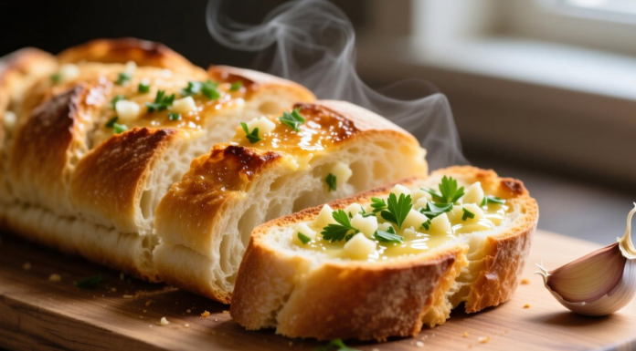 Garlic hljeb – hrskav izvana, mekan iznutra, s mirisom bijelog luka i otopljenog putera Garlic hljeb – hrskav izvana, mekan iznutra, s mirisom bijelog luka i otopljenog putera